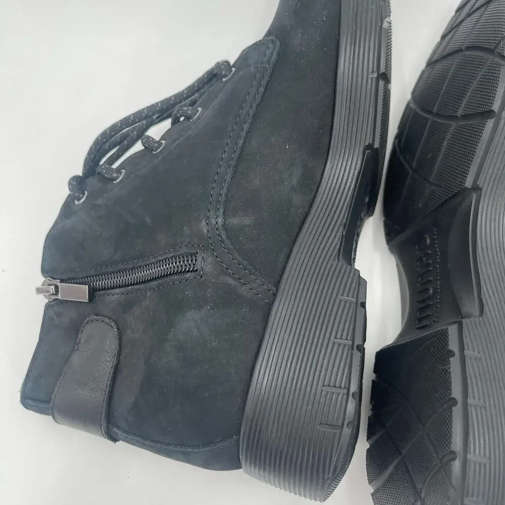 Munro Buckley Boots Size 7.5 Black Nubuck Leather Lace Up Zipper Buckle NWOT